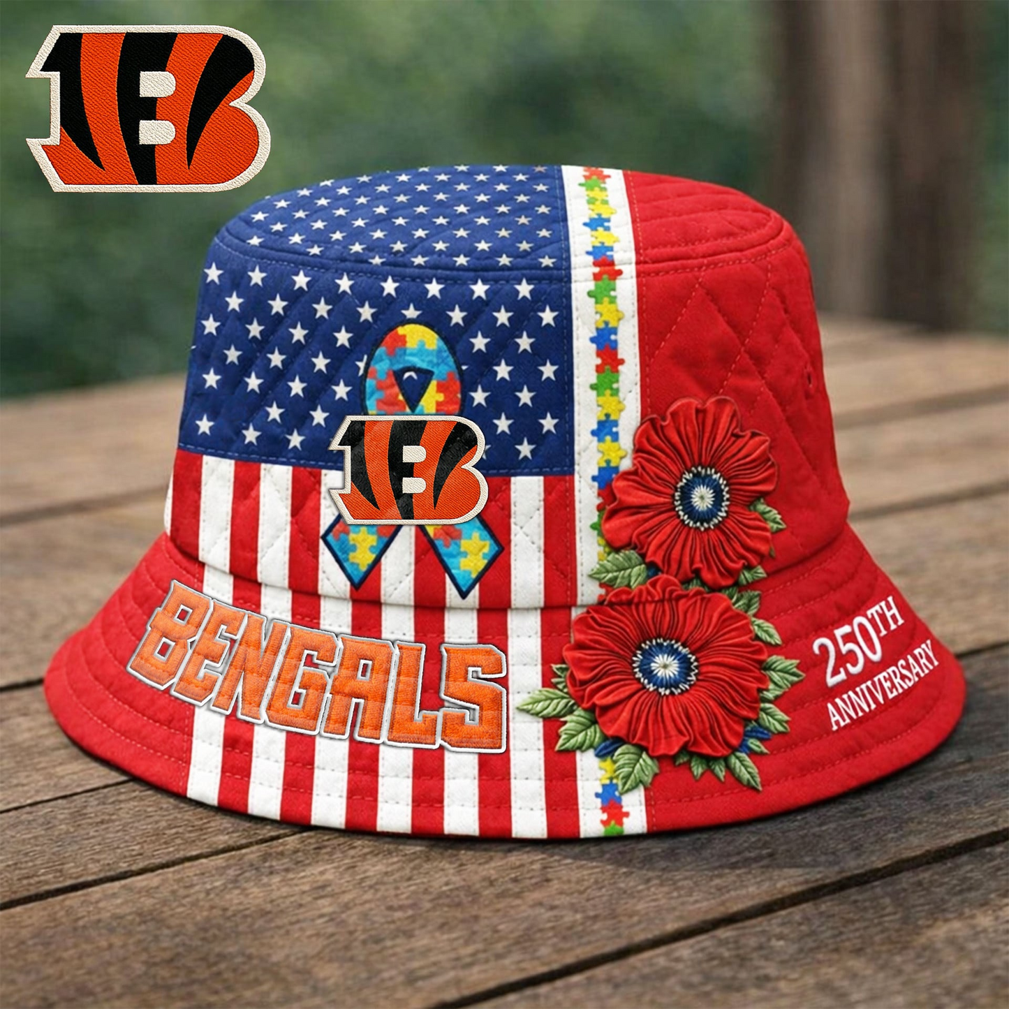 Premium NFL X CIN Autism 250th Anniversary Bucket Hat NDT VHM