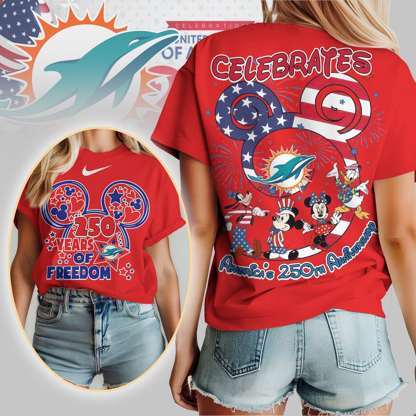 Premium NFL X MD Mouse Celebrates America 250th Anniversary Women Shirt NDT LVH