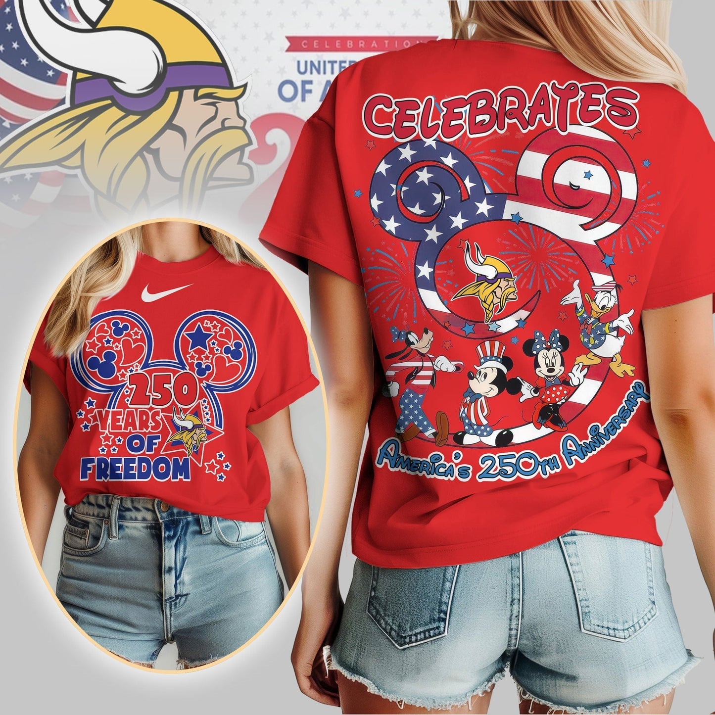 Premium NFL X MV Mouse Celebrates America 250th Anniversary Women Shirt NDT LVH