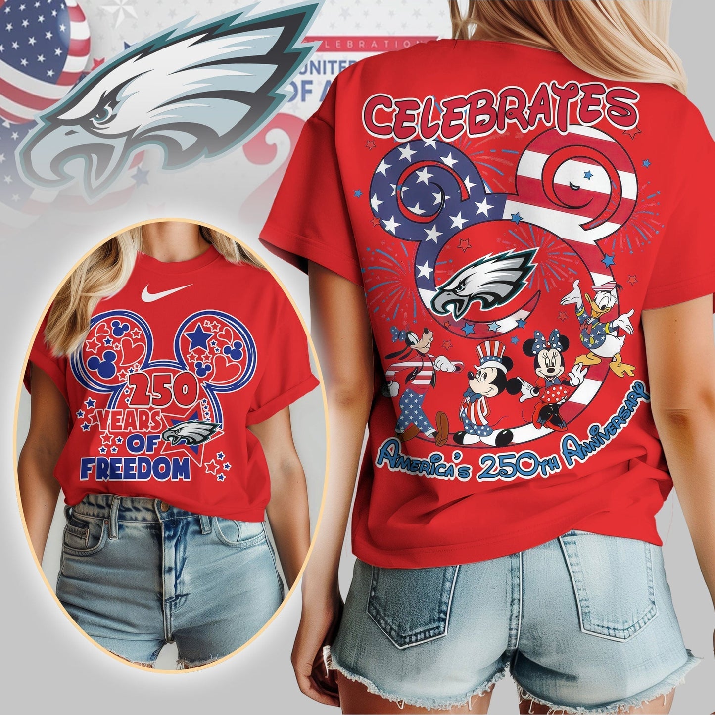 Premium NFL X PE Mouse Celebrates America 250th Anniversary Women Shirt NDT LVH
