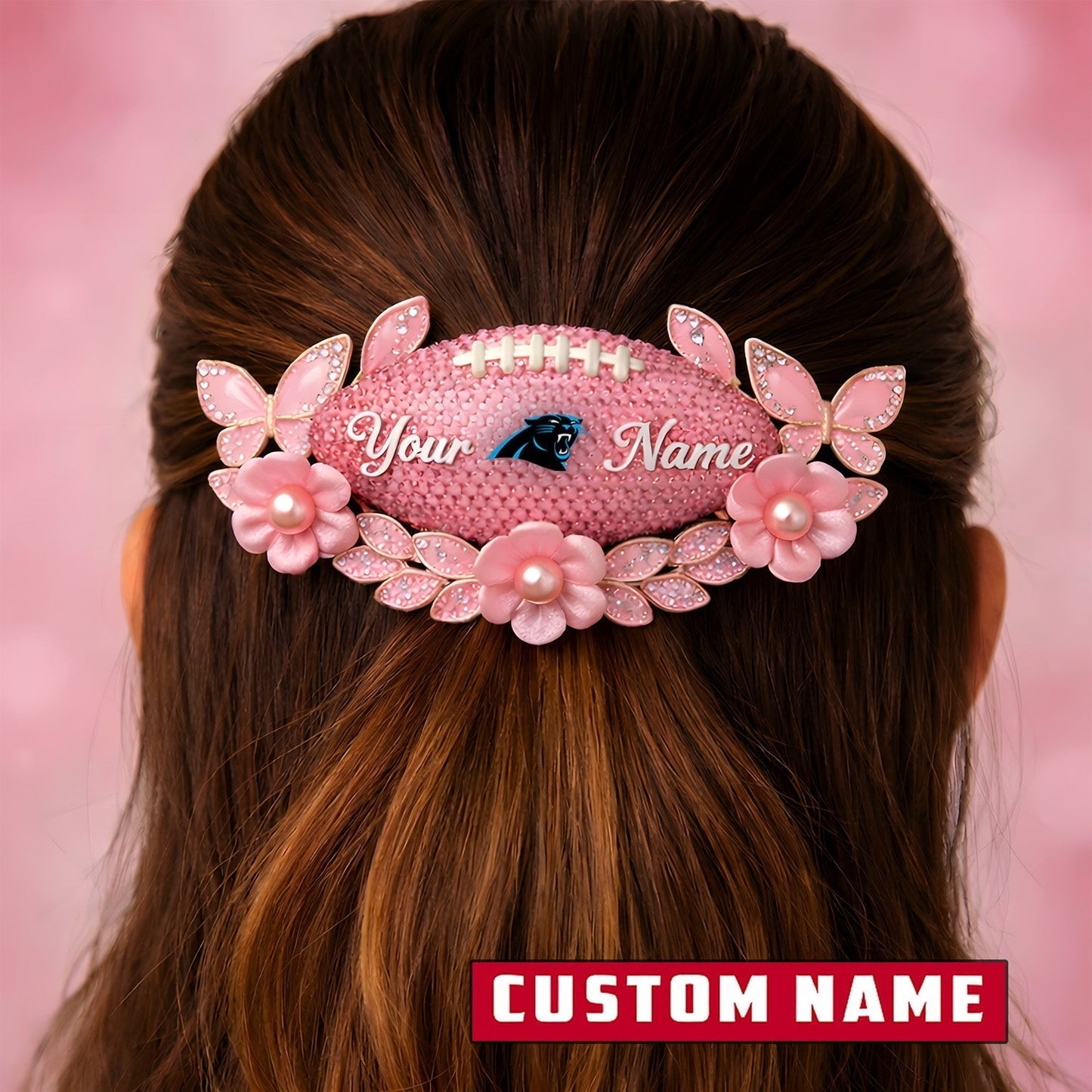 Premium NFL x Carolina Panthers Personalized Women's Hair Pin - Valentine Edition NDT LVH