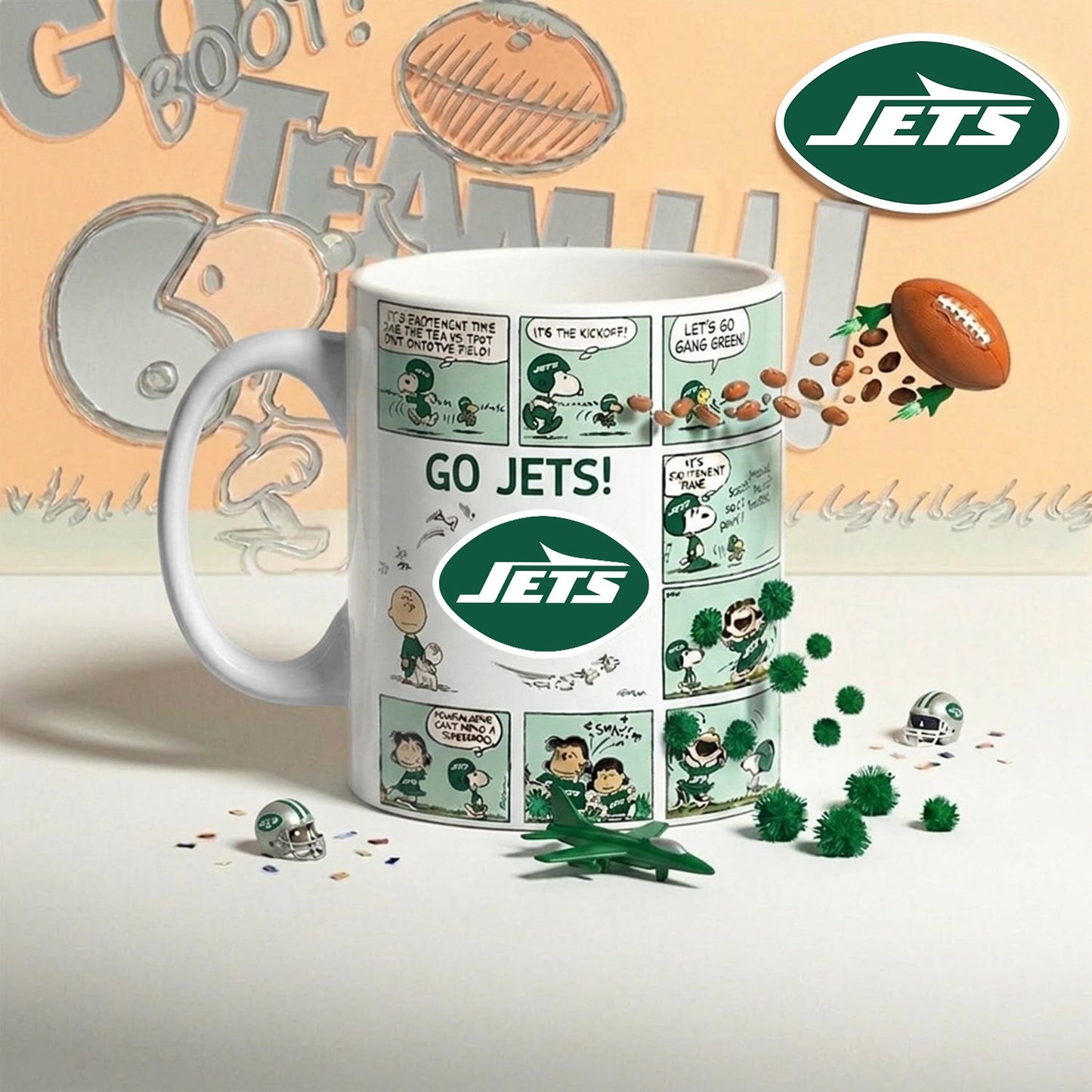 Premium NFL x NYJ Peanuts Comic Mug NDT NHM 210426