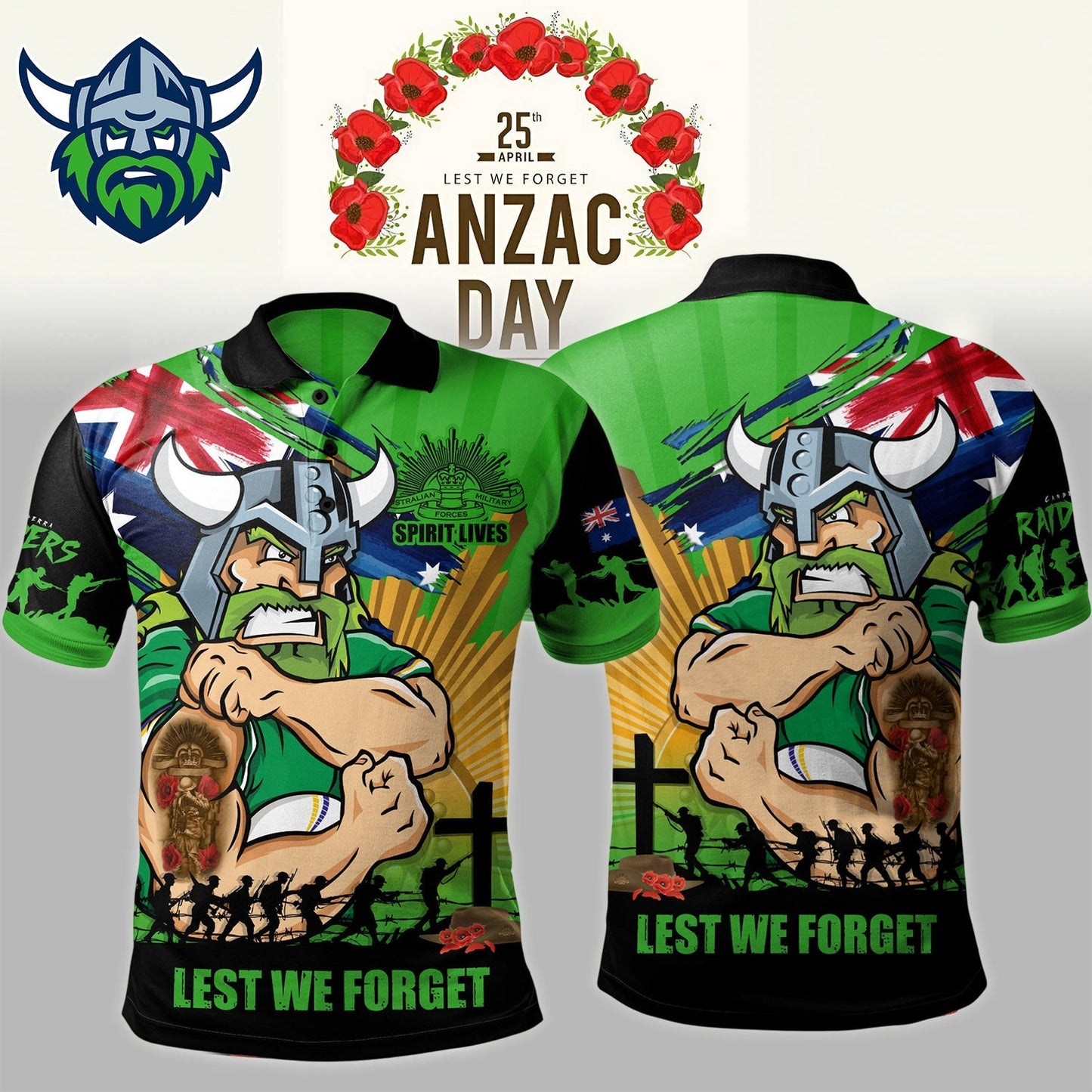 Premium NRL X CR Polo Shirt Fearless ANZAC Defender NDT NHM