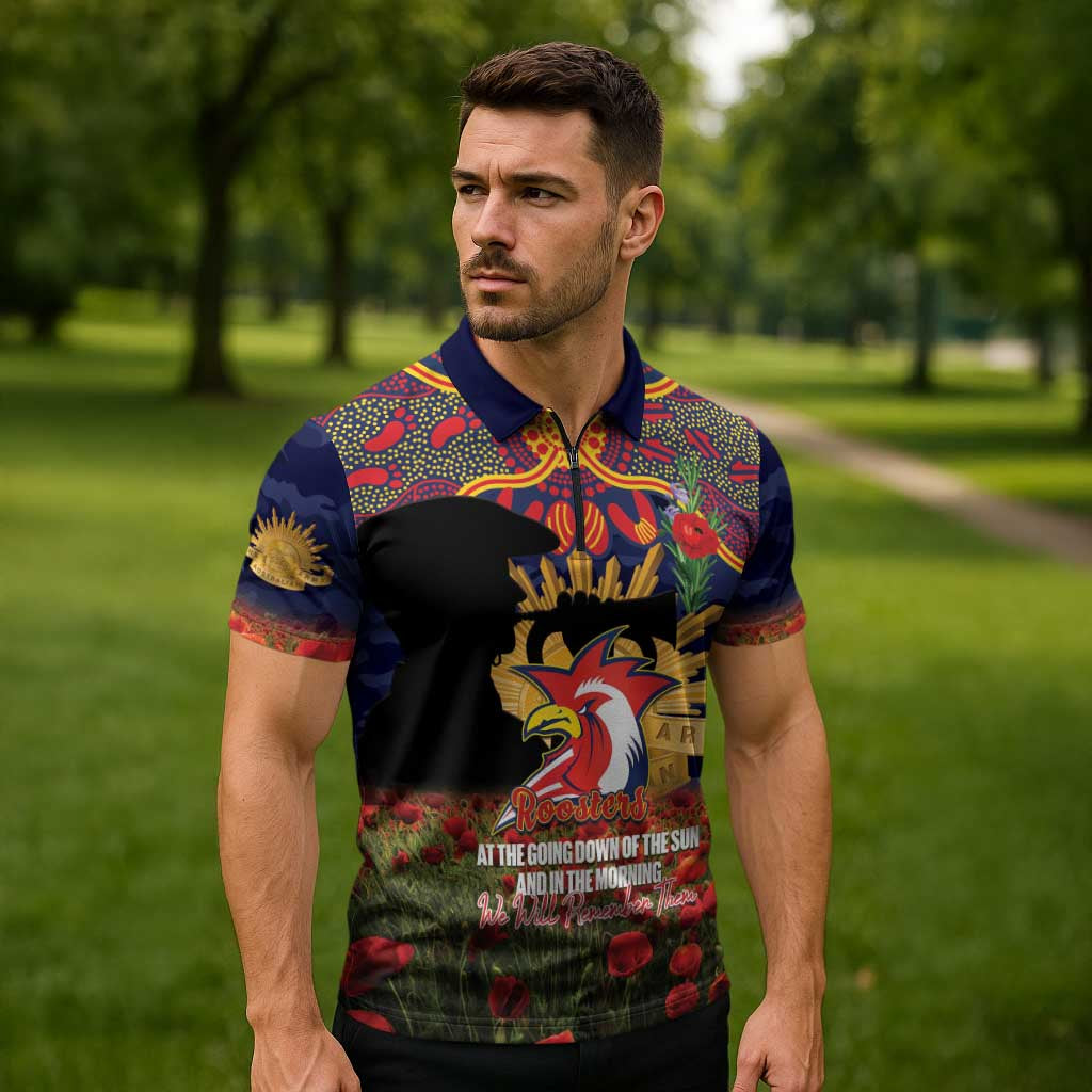 SYD x NRL Rugby ANZAC Day Zipper Polo Shirt Last Post Poppy We Will Remember Them LT14 DatND DVT