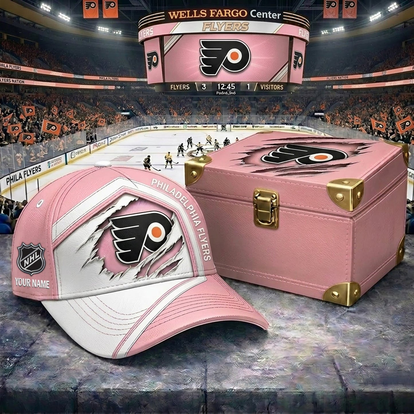 Signature Series NHL x PF BESPOKE PASTEL PINK CRACK CUSTOM NAME HAT V03 NDT NHM 280426