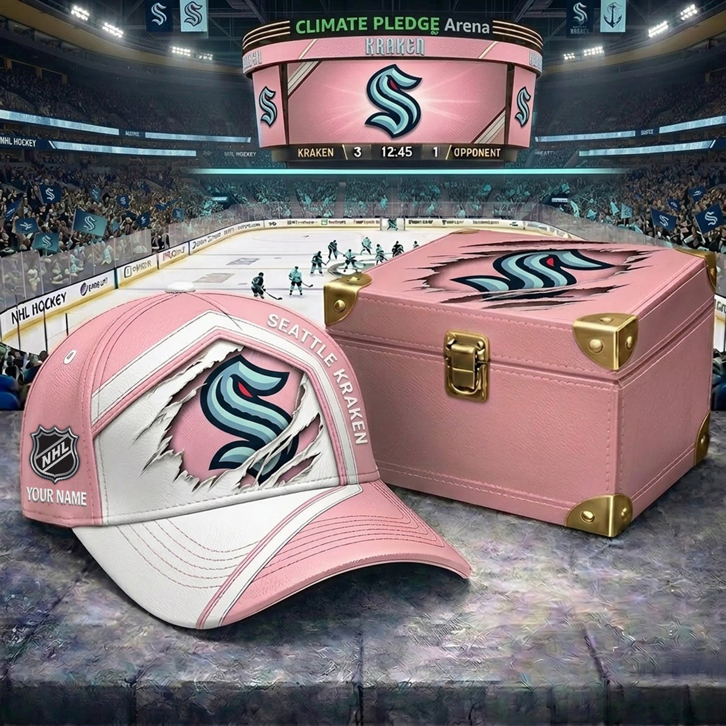 Signature Series NHL x SK BESPOKE PASTEL PINK CRACK CUSTOM NAME HAT V03 NDT NHM 280426