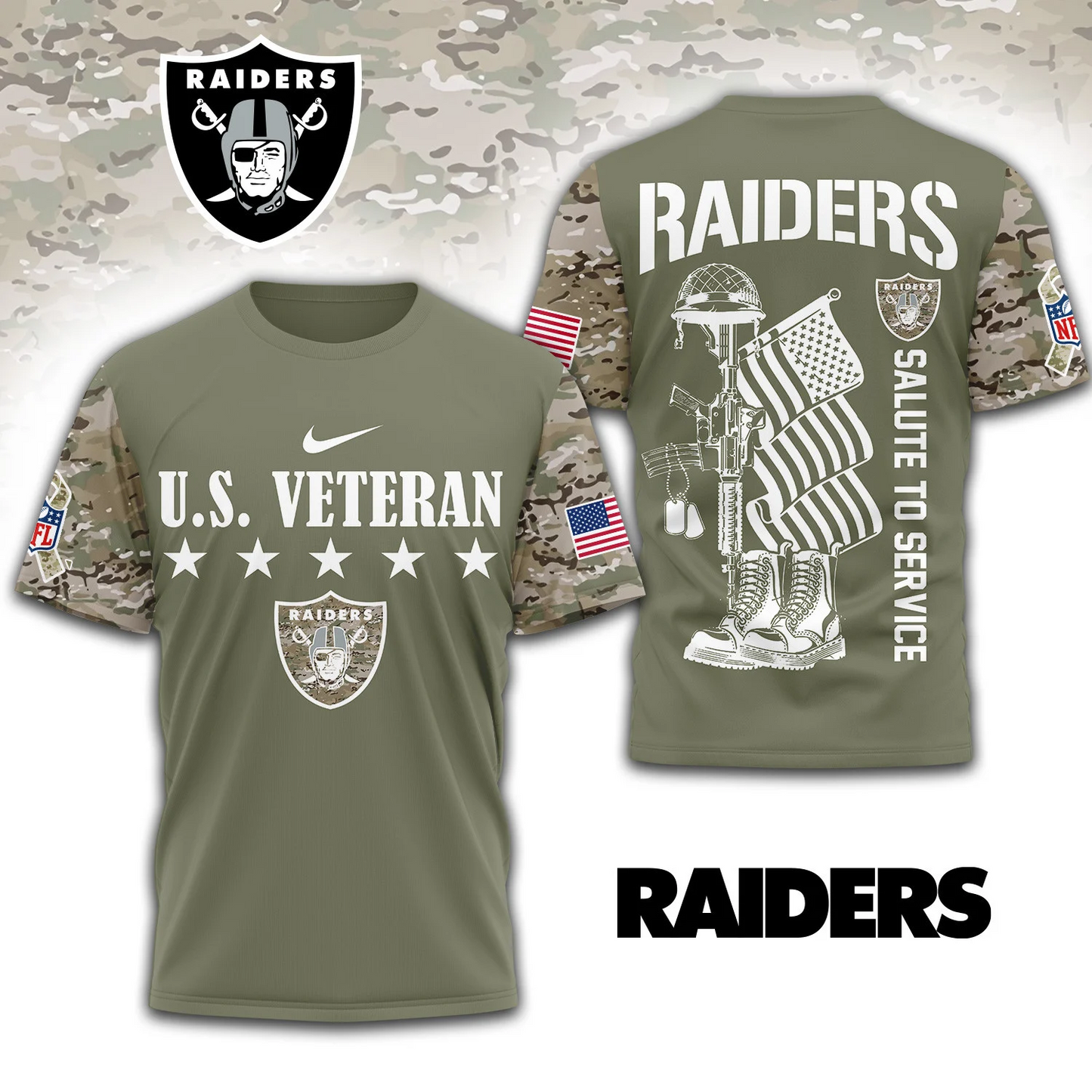 Premium NFL x LVR Salute To Service 3D Shirt DATND TANTD