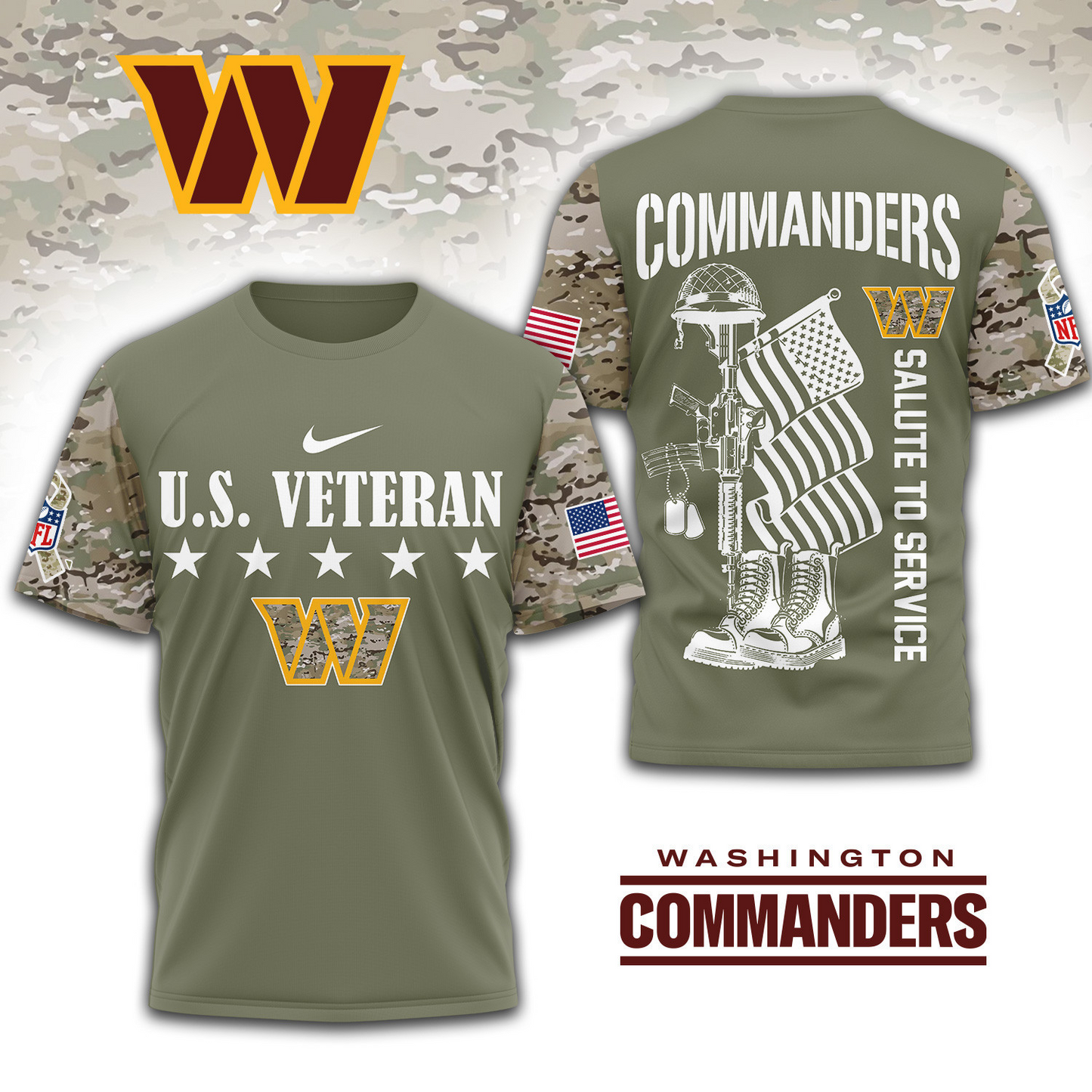 Premium NFL x WAS Salute To Service 3D Shirt DATND TANTD