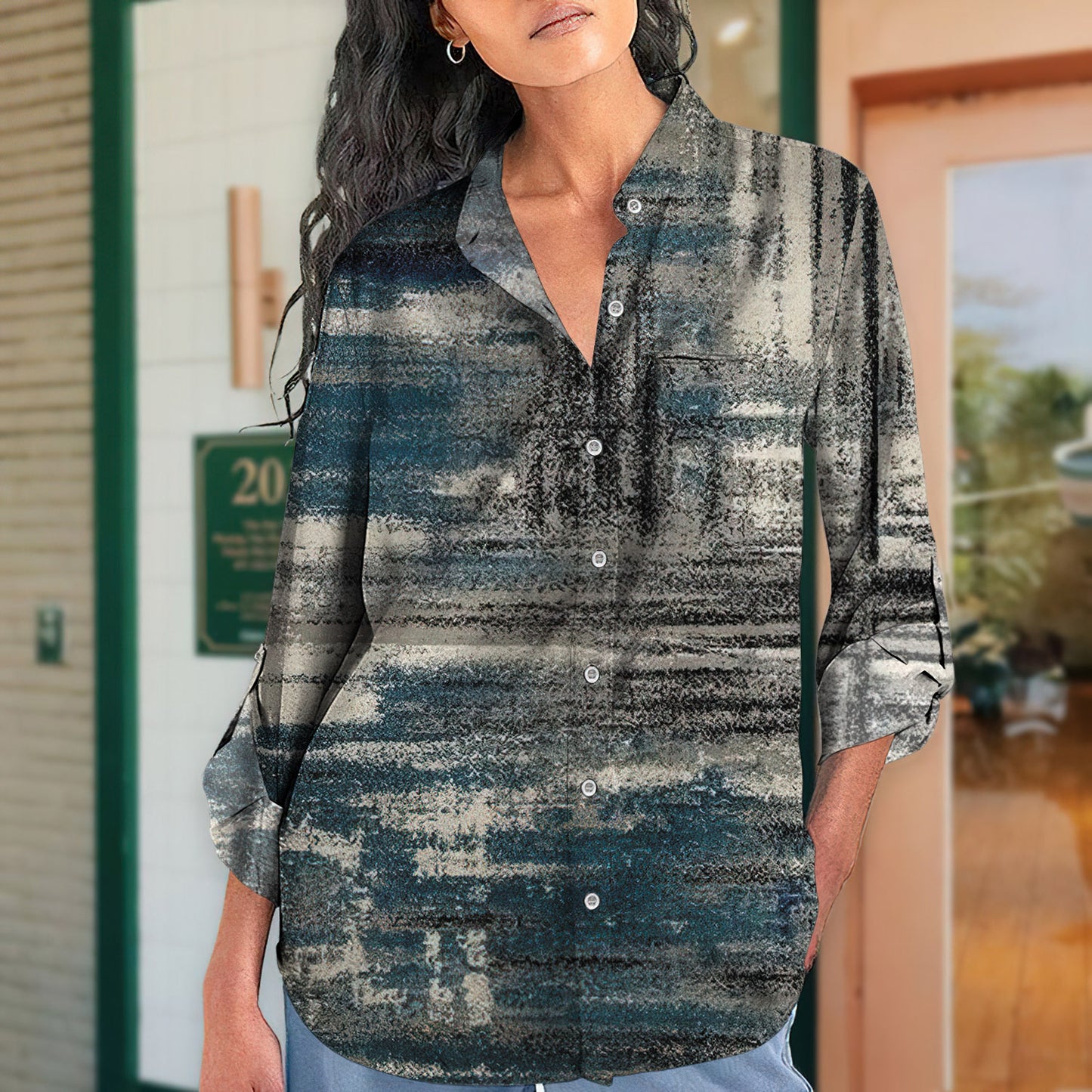 Aloha Summer Vintage Blouse Dress | Shirt Dress | Casual Shirt O-Neck Casual Loose Button-Down Shirt | Long Sleeve Plus Size Basic Blouse Top