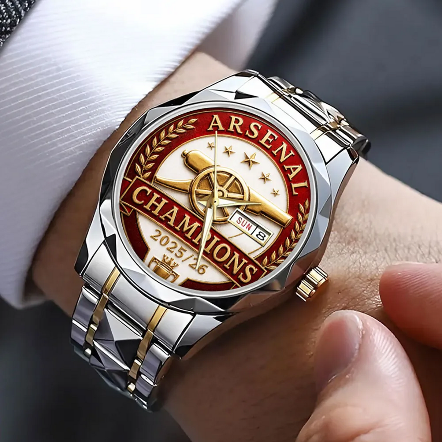 ARS FC Premier League Champions 2526 Alloy Luxury Quartz Watch 2405 V3 DatND DVT