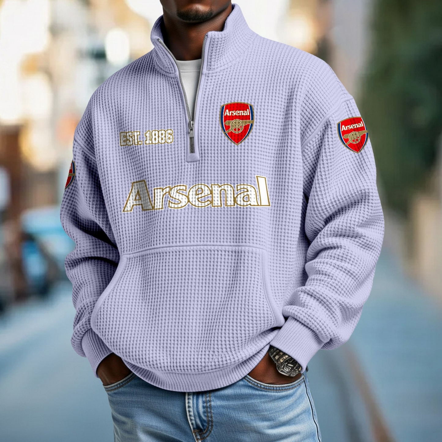 ARS FC Premier League Champions 2526 Waffle Stand Collar Half Zip SweatShirt 2905 DatND DVT