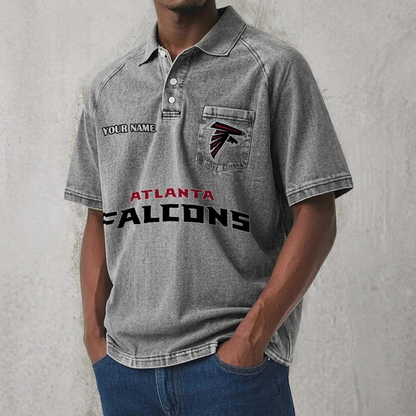 ATL x NFL Men's Distressed Turn-Down Collar Polo DATND TANTD 250526