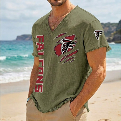 ATL x NFL V-Neck Linen Beach Shirt 1905 DatND DVT