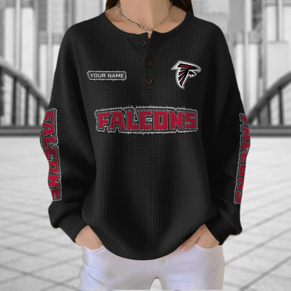 ATL x NFL Personalized Waffle Knit Henley Sweatshirt 2005 DatND DVT