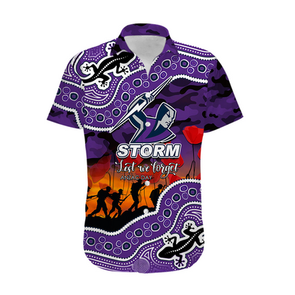 Anzac Day NRL - MEL Hawaiian Shirt Aboriginal Lizard Patterns LT6 DatND DVT