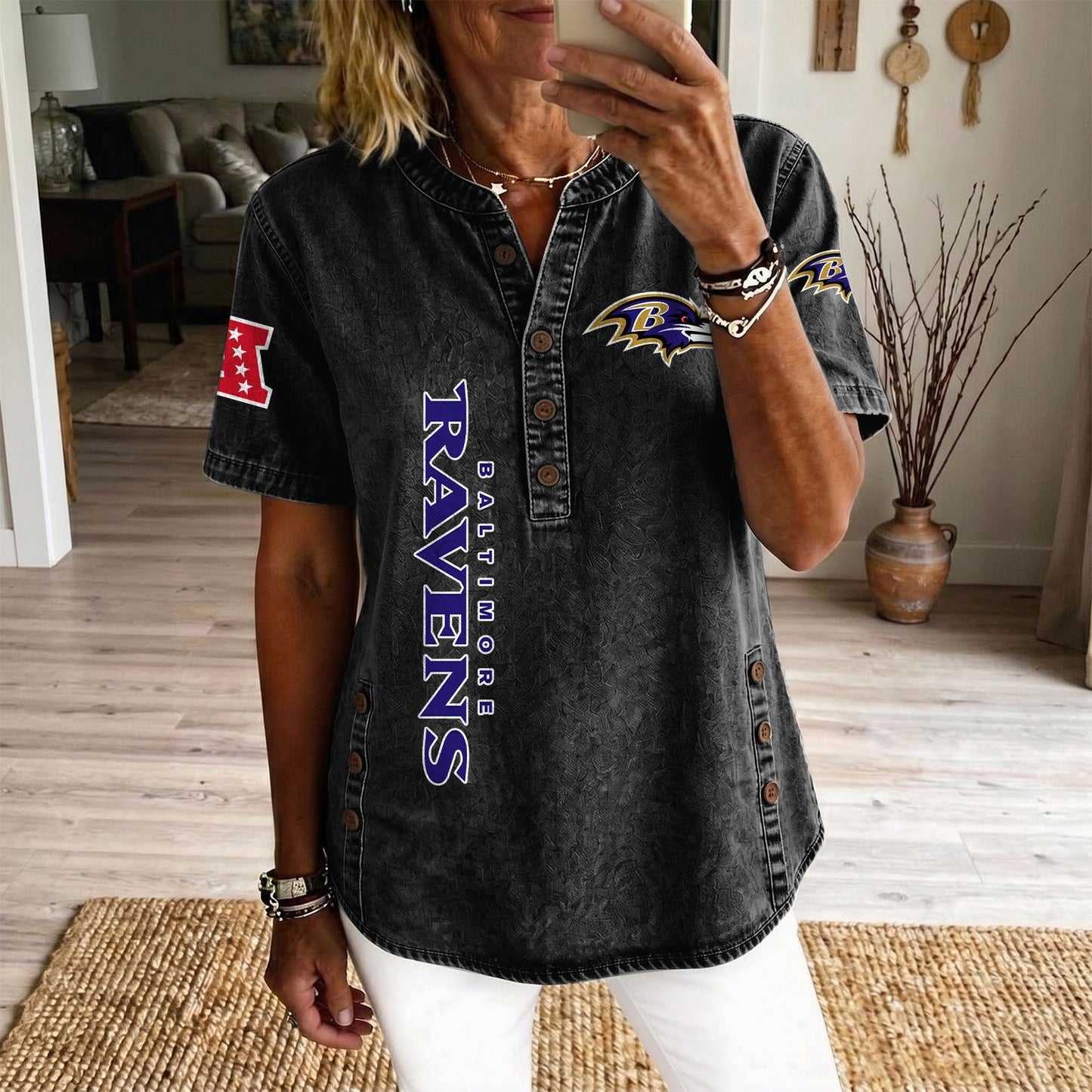 BAL x NFL Womenƒ??s Denim Casual Tops DATND LBN 190526