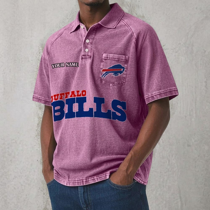 BUF x NFL Men's Distressed Turn-Down Collar Polo DATND TANTD 250526