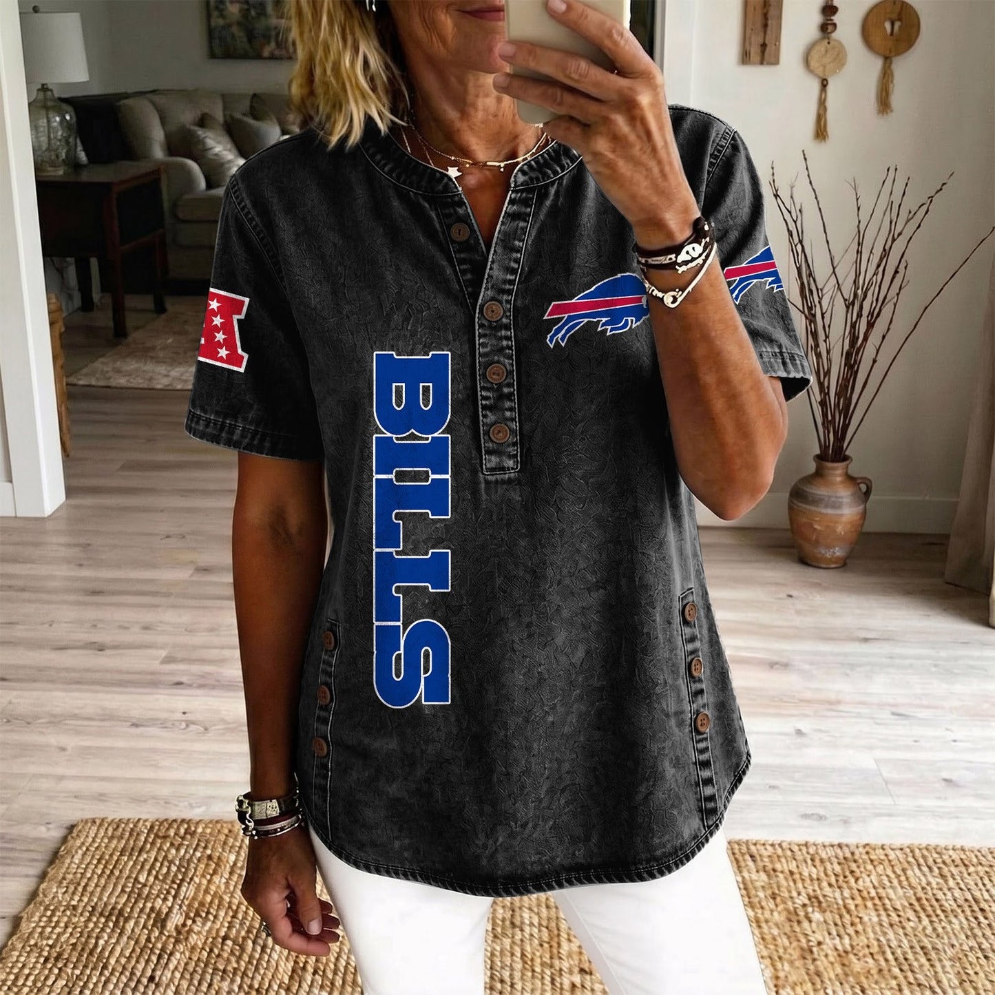 BUF x NFL Womenƒ??s Denim Casual Tops DATND LBN 190526