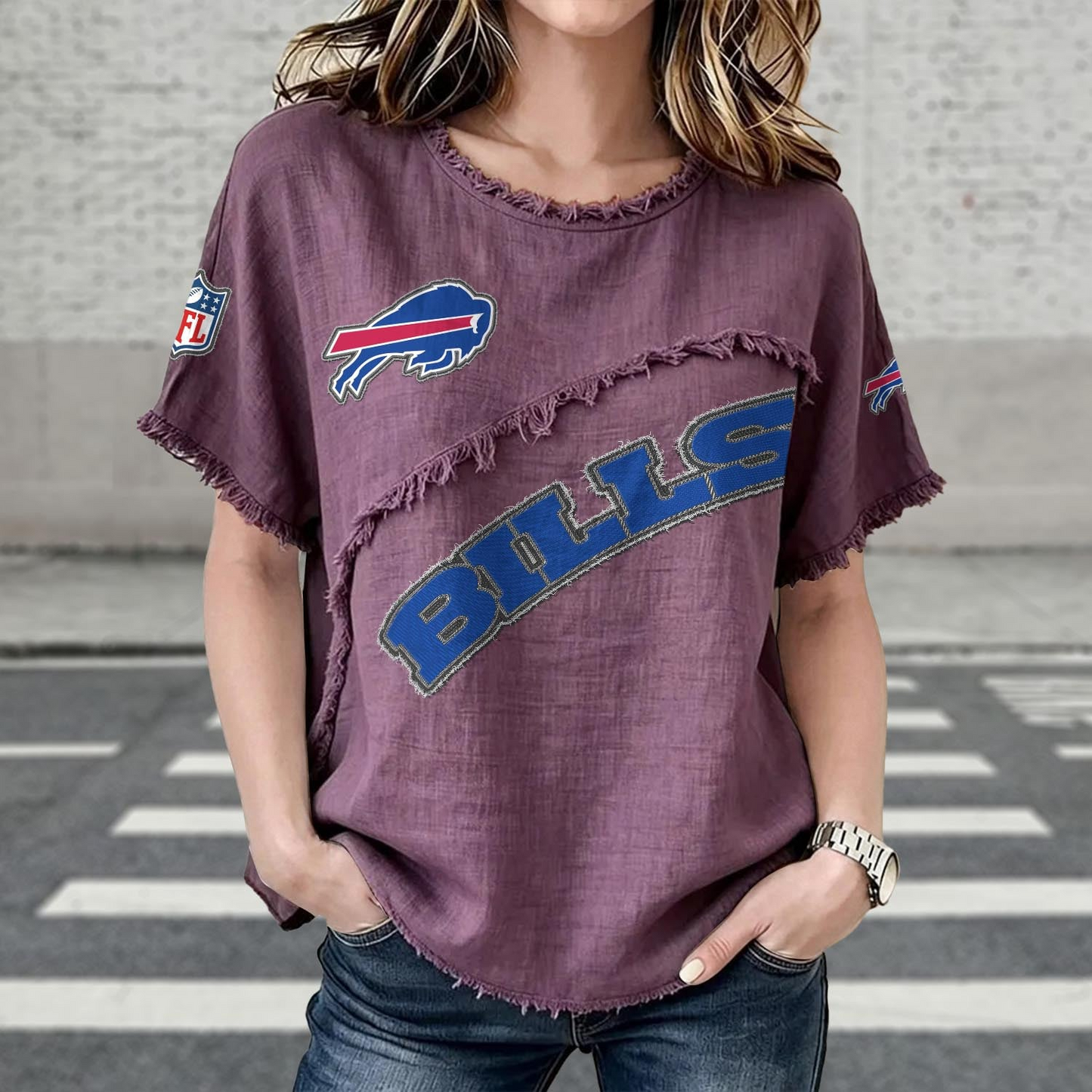 BUF x NFL Womenƒ??s Vintage O-Neck 2905 DatND DVT