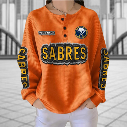 BUF x NHL Personalized Waffle Knit Henley Sweatshirt 2005 DatND DVT