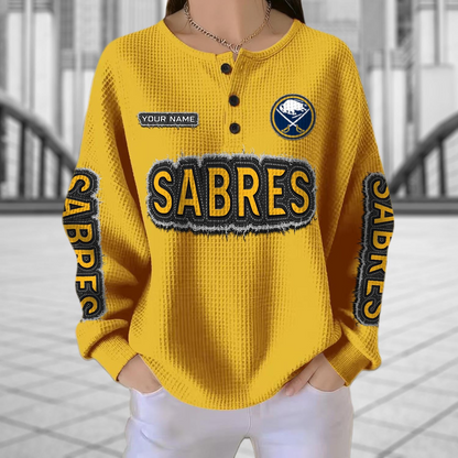 BUF x NHL Personalized Waffle Knit Henley Sweatshirt 2005 DatND DVT