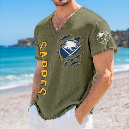 BUF x NHL V-Neck Linen Beach Shirt 1905 DatND DVT