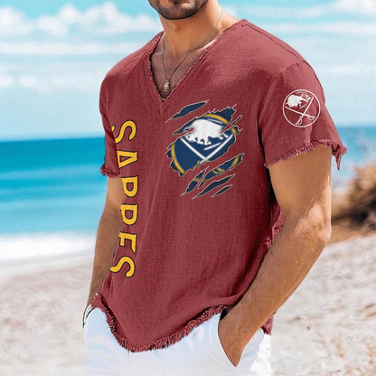BUF x NHL V-Neck Linen Beach Shirt 1905 DatND DVT