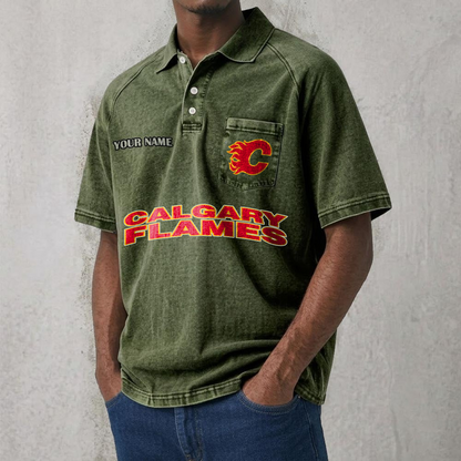 CAL x NHL Men's Distressed Turn-Down Collar Polo DATND TANTD 250526