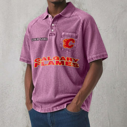 CAL x NHL Men's Distressed Turn-Down Collar Polo DATND TANTD 250526