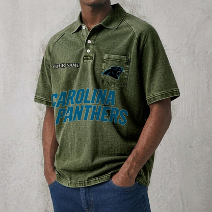 CAR x NFL Men's Distressed Turn-Down Collar Polo DATND TANTD 250526