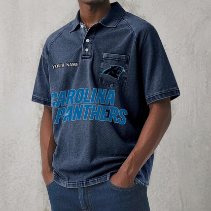 CAR x NFL Men's Distressed Turn-Down Collar Polo DATND TANTD 250526