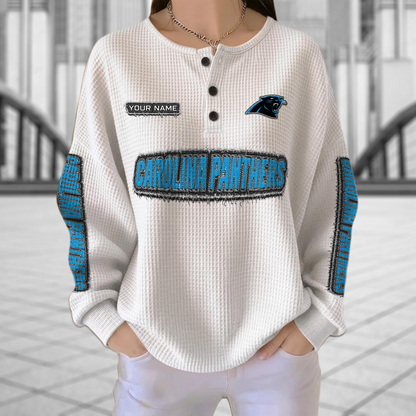 CAR x NFL Personalized Waffle Knit Henley Sweatshirt 2005 DatND DVT