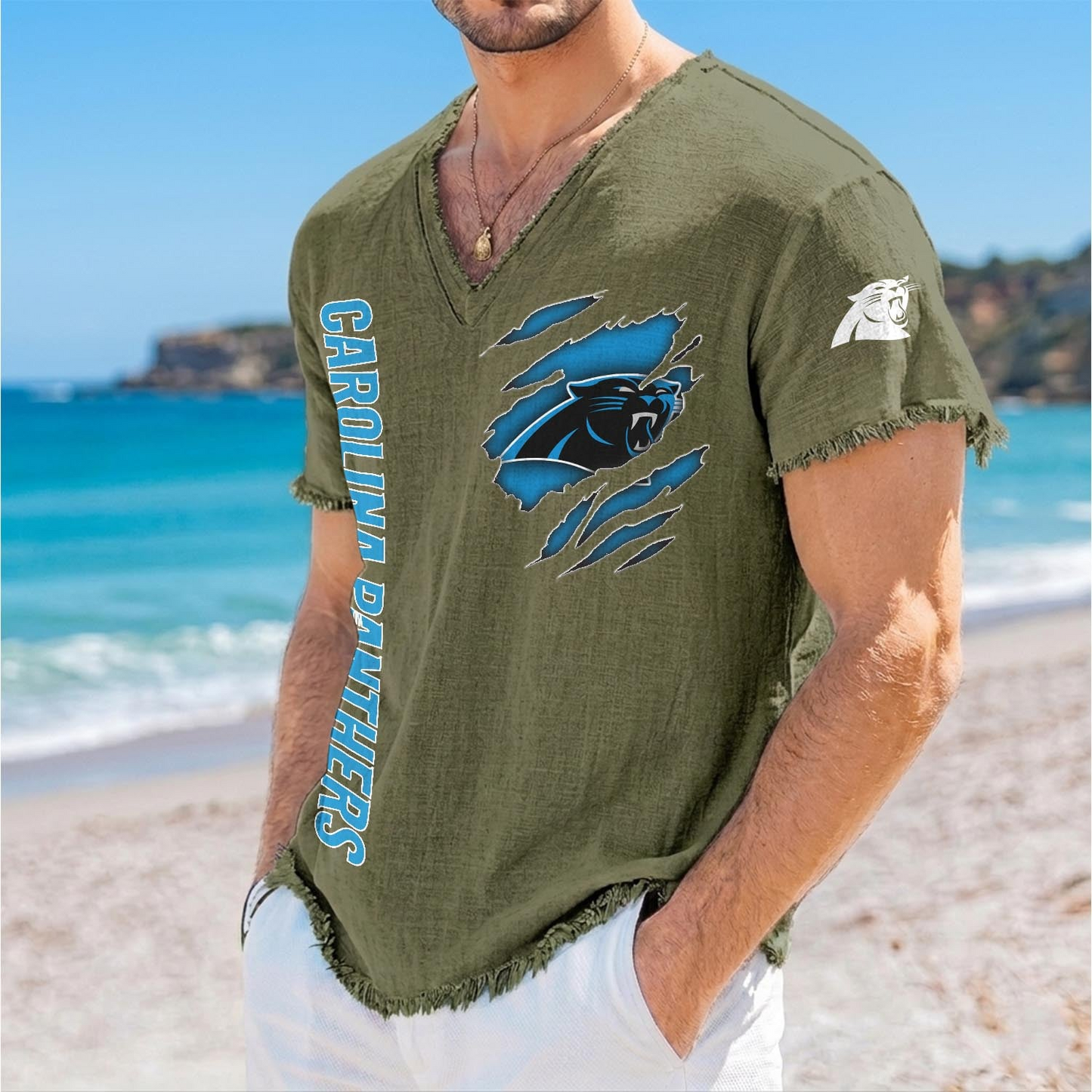 CAR x NFL V-Neck Linen Beach Shirt 1905 DatND DVT