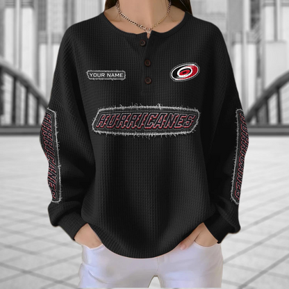 CAR x NHL Personalized Waffle Knit Henley Sweatshirt 2005 DatND DVT