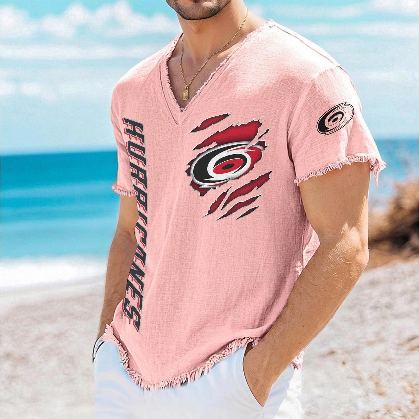 CAR x NHL V-Neck Linen Beach Shirt 1905 DatND DVT