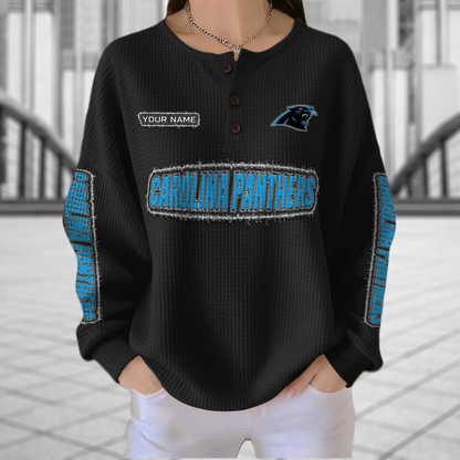 CAR x NFL Personalized Waffle Knit Henley Sweatshirt 2005 DatND DVT
