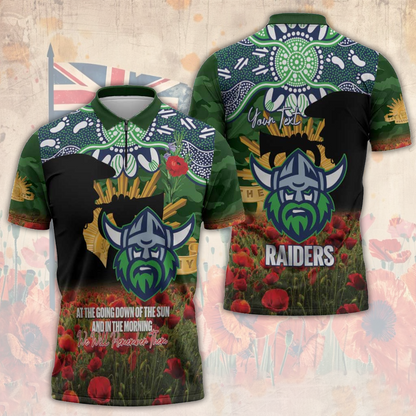 CBR x NRL Rugby ANZAC Day Zipper Polo Shirt Last Post Poppy We Will Remember Them LT14 DatND DVT
