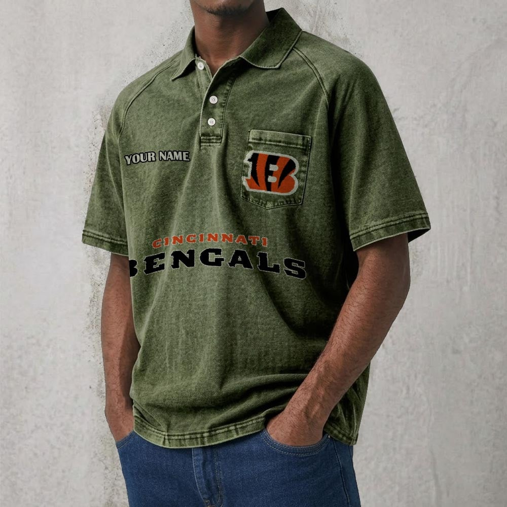 CIN x NFL Men's Distressed Turn-Down Collar Polo DATND TANTD 250526