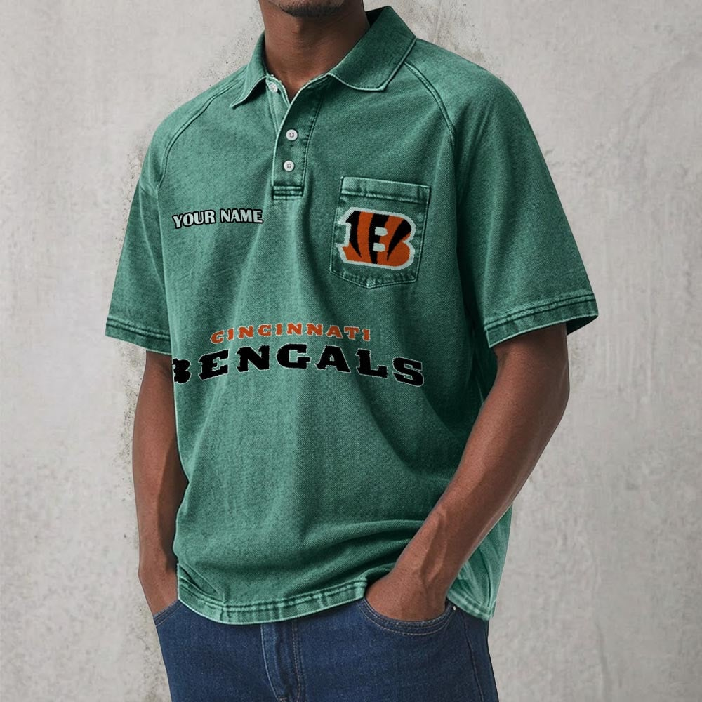CIN x NFL Men's Distressed Turn-Down Collar Polo DATND TANTD 250526