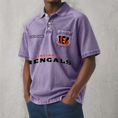 CIN x NFL Men's Distressed Turn-Down Collar Polo DATND TANTD 250526