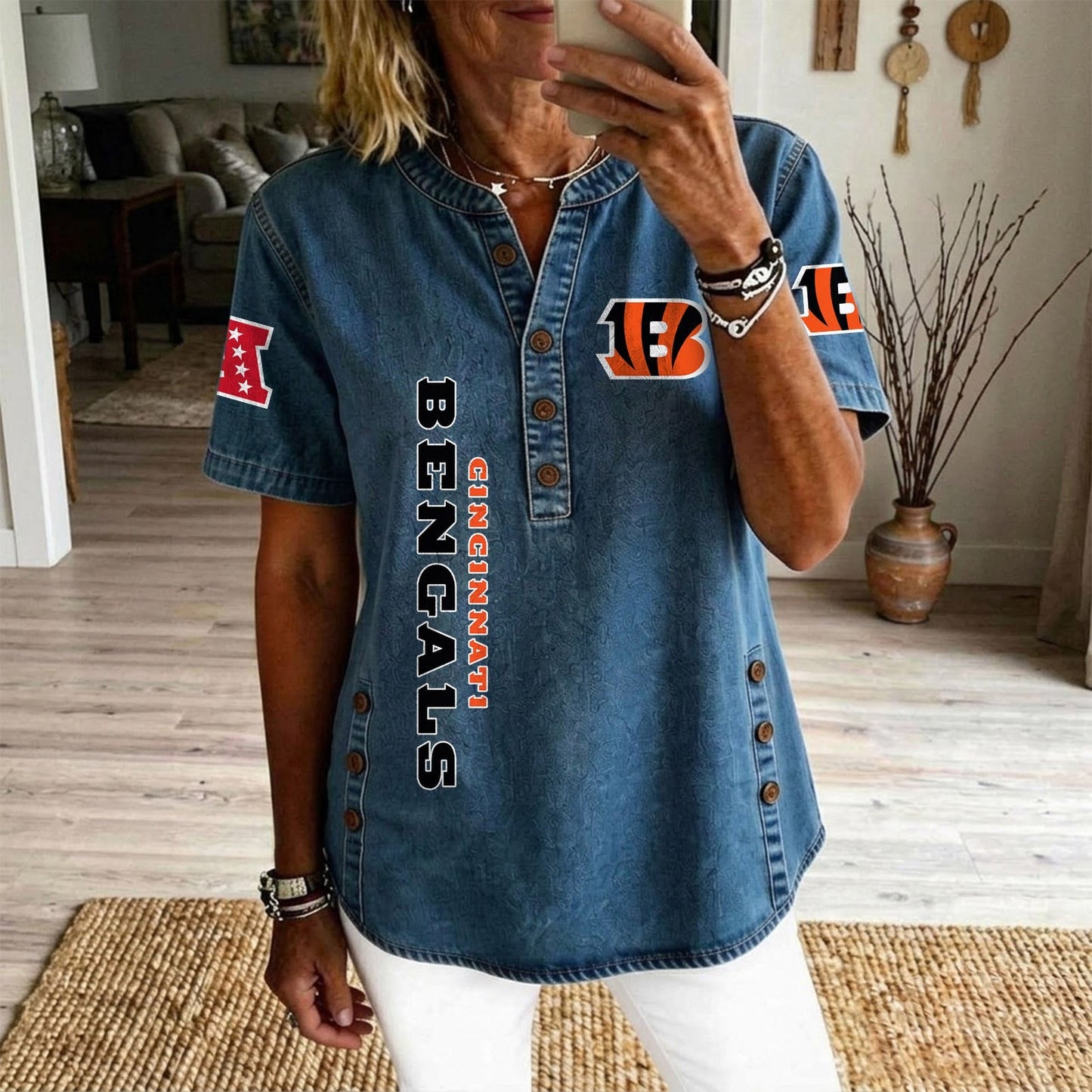 CIN x NFL Womenƒ??s Denim Casual Tops DATND LBN 190526