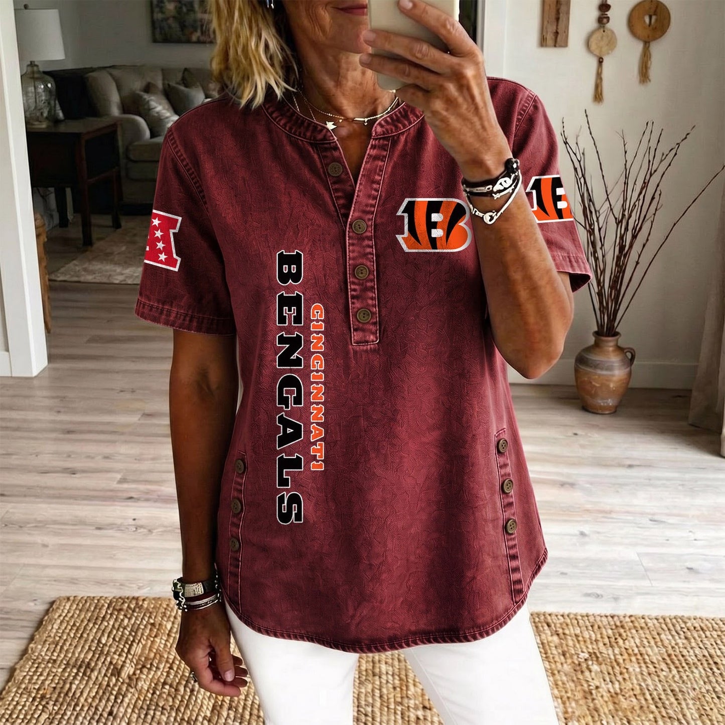 CIN x NFL Womenƒ??s Denim Casual Tops DATND LBN 190526
