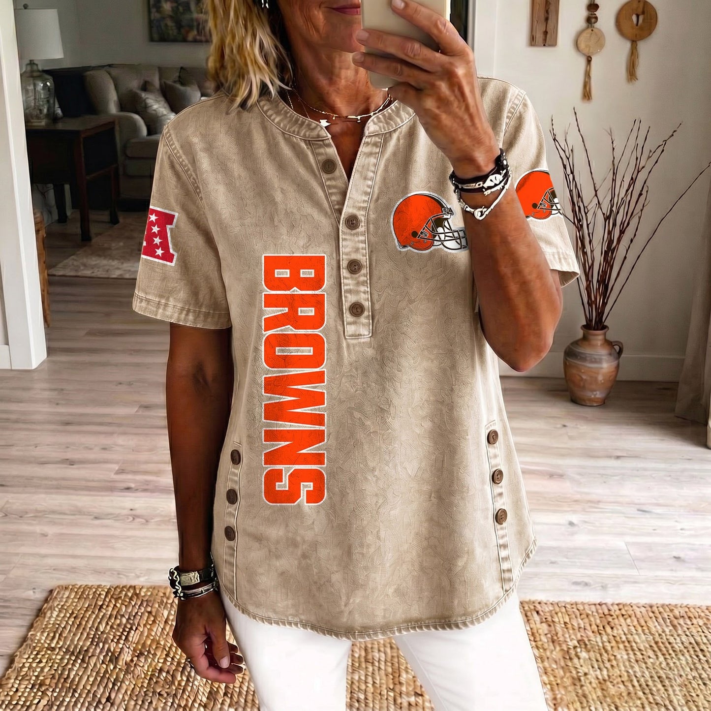 CLE x NFL Womenƒ??s Denim Casual Tops DATND LBN 190526