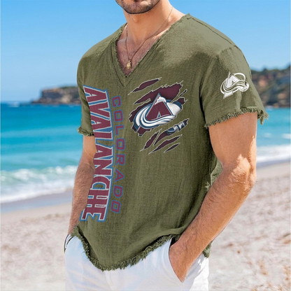COL x NHL V-Neck Linen Beach Shirt 1905 DatND DVT