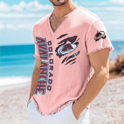 COL x NHL V-Neck Linen Beach Shirt 1905 DatND DVT