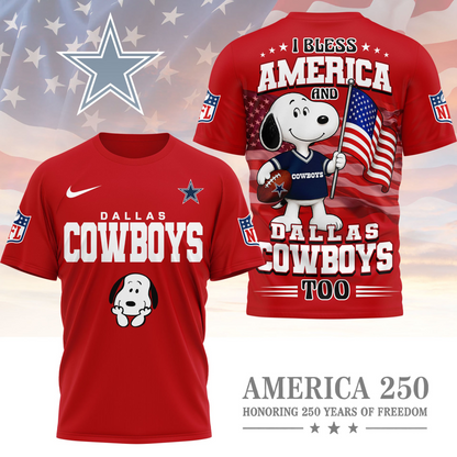 DAL Premium NFL Snoopy America 250 3D Shirt 1706