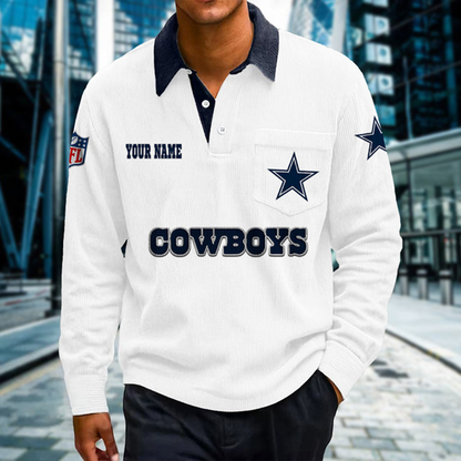 DAL X Premium NFL Corduroy color-blocked long-sleeved shirt NDT NHT