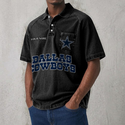 DAL x NFL Men's Distressed Turn-Down Collar Polo DATND TANTD 250526