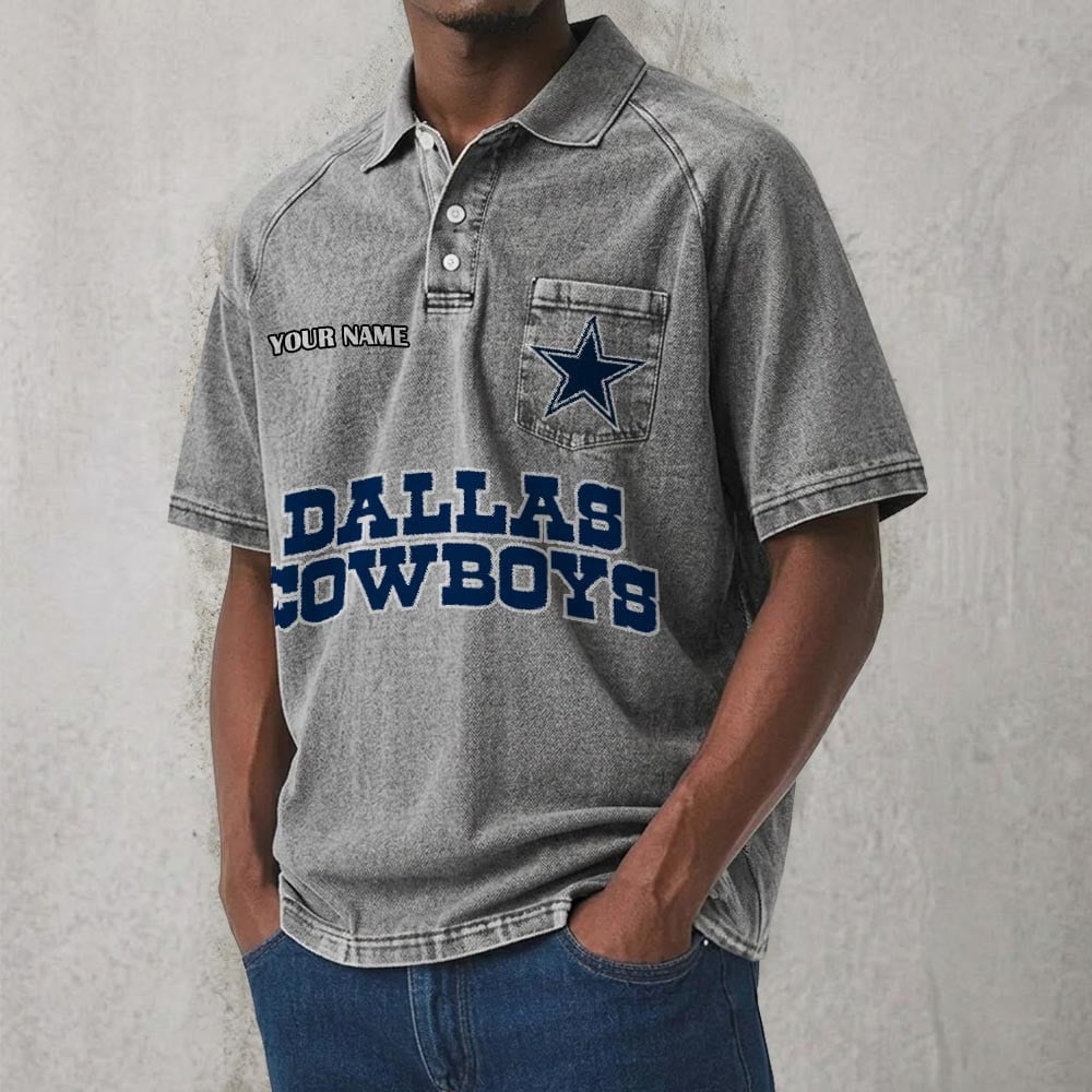 DAL x NFL Men's Distressed Turn-Down Collar Polo DATND TANTD 250526