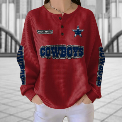 DAL x NFL Personalized Waffle Knit Henley Sweatshirt 2005 DatND DVT